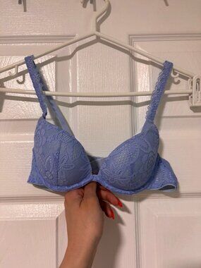 Aerie Light Blue Lace Push-Up Bra (32A)